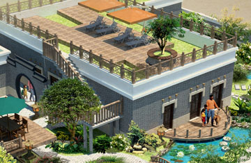 屋顶花园设计：郑州郑东新区会所屋顶花园
