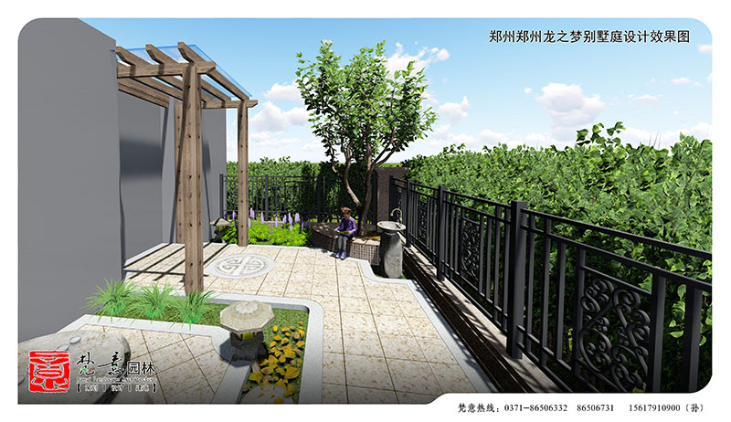 郑州普罗旺世龙之梦13号楼庭院设计案例,郑州庭院设计案例,郑州庭院设计效果图