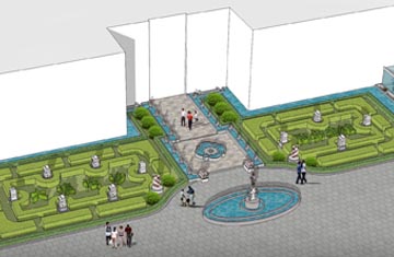 郑州大浪淘沙洗浴会所广场绿化设计