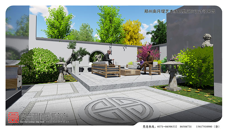 郑州别墅庭院设计,郑州南月堤艺术家别墅庭院设计