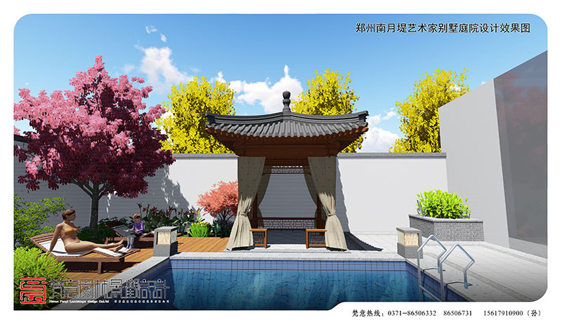 郑州别墅庭院设计,郑州南月堤艺术家别墅庭院设计