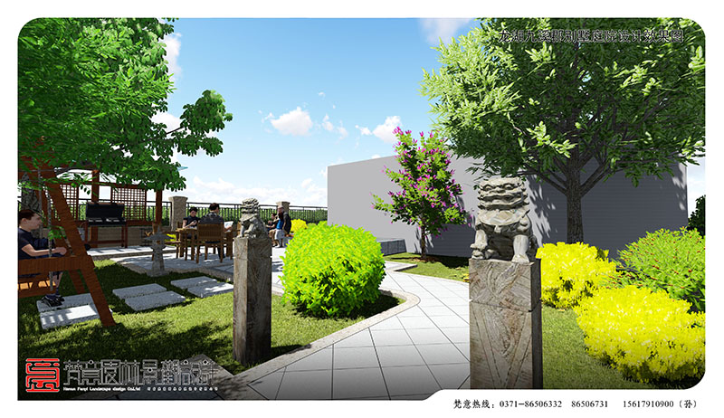 龙湖九溪郡别墅庭院设计,郑州别墅庭院设计