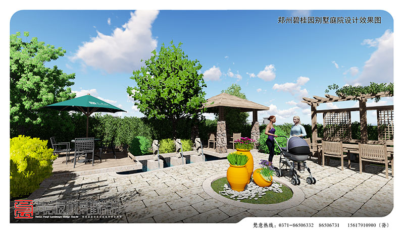郑州碧桂园别墅庭院设计,郑州别墅庭院设计