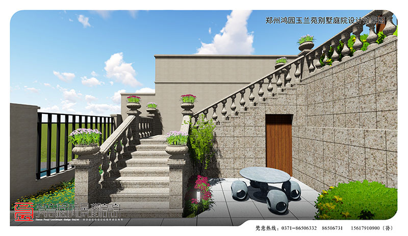 郑州别墅庭院设计,玉兰苑别墅庭院设计