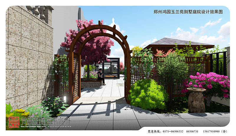郑州别墅庭院设计,玉兰苑别墅庭院设计